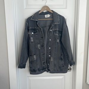 Large, light black jean jacket